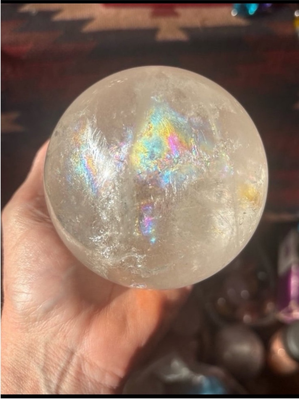 Clear Quartz Sphere HQ with Rainbows - Picture 6 of 8